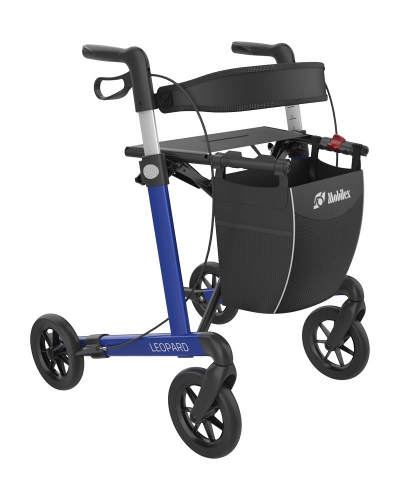 Leopard Rollator mit Soft-Rädern, Blau, Sitzhöhe 62 cm Leopard Rollator mit Soft-Rädern, Blau, Sitzhöhe 62 cm