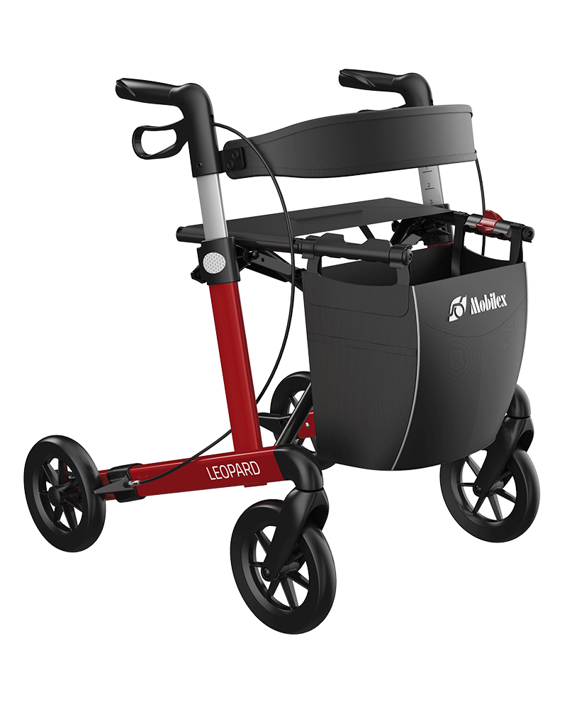 Leopard Rollator mit Soft-Rädern, Rot, Sitzhöhe 55 cm Leopard Rollator mit Soft-Rädern, Rot, Sitzhöhe 55 cm